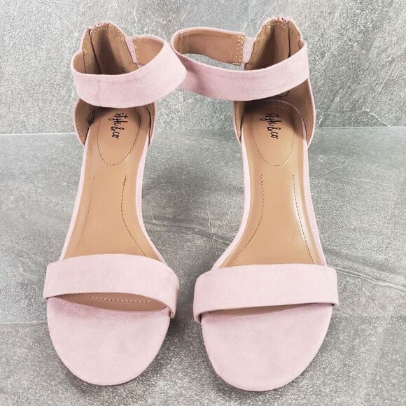 Style & Co. Sandals 9 M Paycee Pink Faux Suede Snake Print Dressy Shoes - Picture 3 of 12